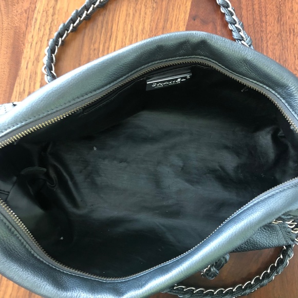 CHANEL BAG GRAY METALLIC CALFSKIN LUXE LIGNE BOWLER MEDIUM - Picture 12 of 15